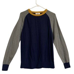 Men's GOODFELLOW & CO 100% Cotton Crew Neck Colorblock Sweater NAVY BLUE Medium